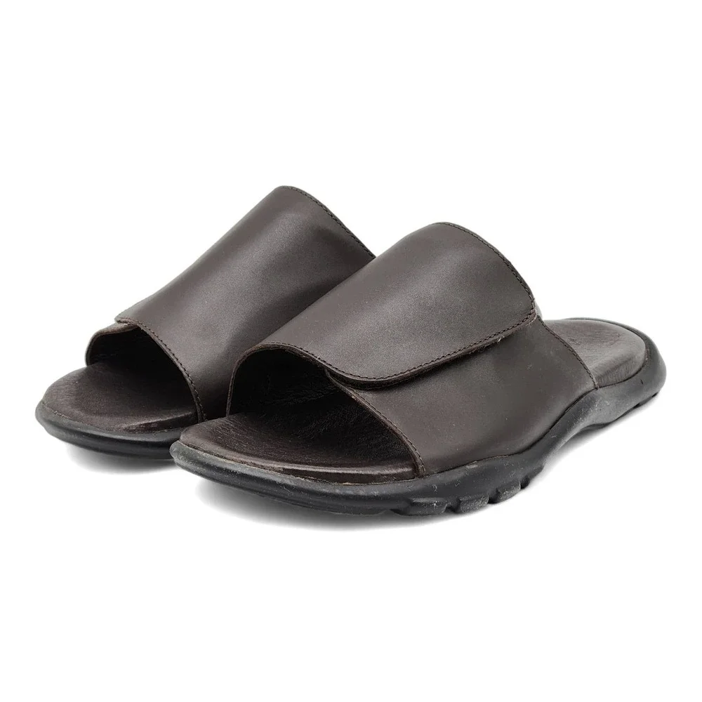 Zegna Men's Leather Slides Sandals in Brown $950 12US